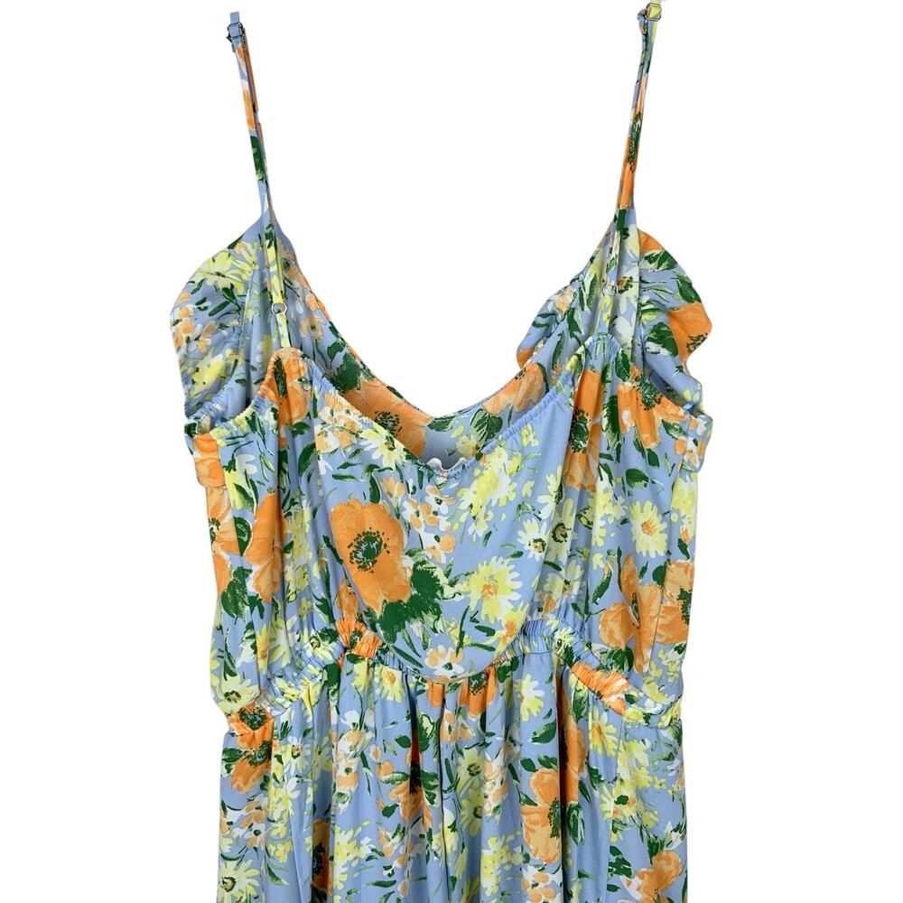 Sienna Sky Ruffle Midi Dress Blue Floral Summer Sundress Women's L - Picture 6 of 9